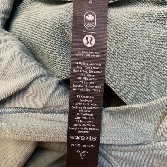 Lululemon Team Canada All Yours Cropped Hoodie Tidewater Teal Size 4 - Picture 8 of 8